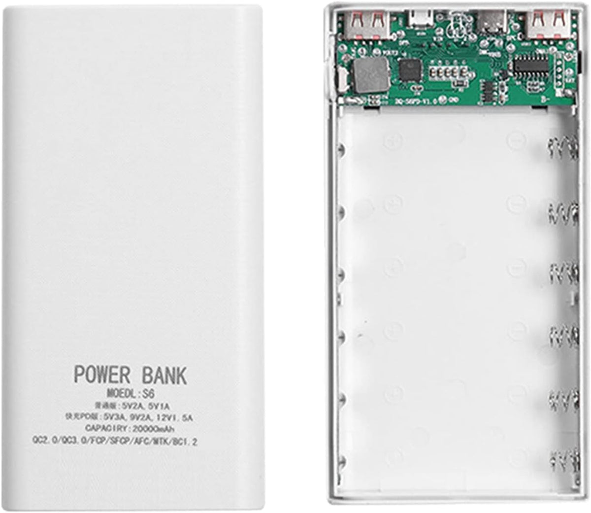 TKOWTB 18650 5V 2.1A 20000MAh 6X18650 Battery Power Bank Box LCD Display Power Board for Battery DIY Powerbank