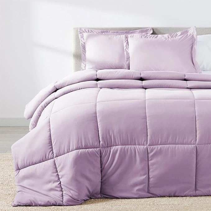 PeachSkinSheets Night Sweats: The Original 1500TC Soft Super Queen Oversized Comforter Set Lavender Mist