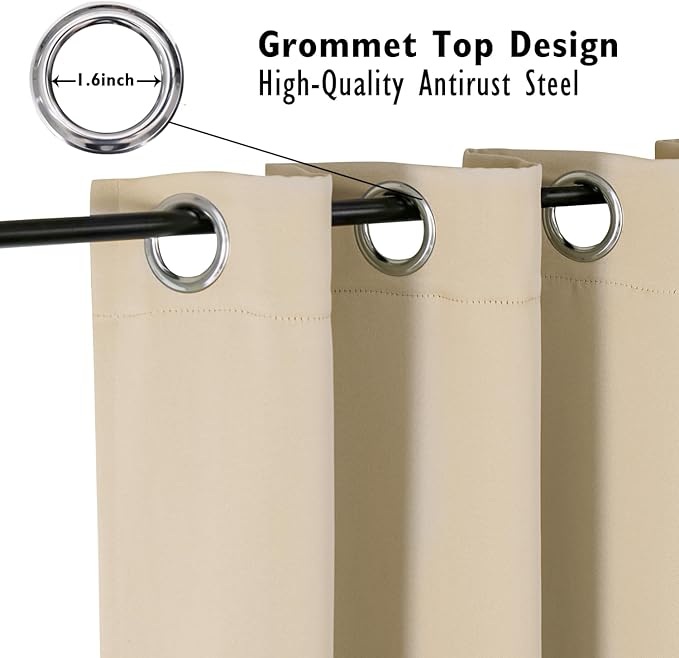 ChrisDowa Blackout Curtains 78 inches Long for Bedroom - 2 Panels Set Grommet Thermal Insulated Room Darkening Curtains for Living Room (Biscotti Beige, 42 x 78 Inch)