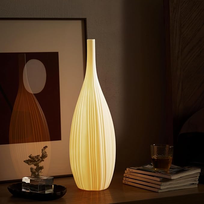 RONDURE 20.6" Modern Ceramic Table Lamp, Modern Bedside Lamps for Bedroom, Living Room and Nightstand, White Translucent Ceramic Shade, Warm Ambient Lighting, Home Decor