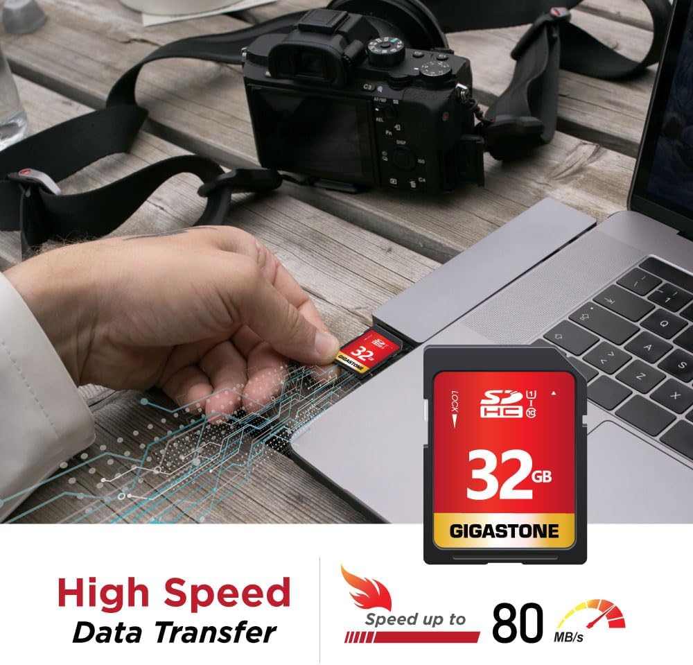 Gigastone 32GB 2-Pack U1 10 2 SD Card UHS-I Class SDHC Memory Card High-Speed Full HD Video Compatible with Canon