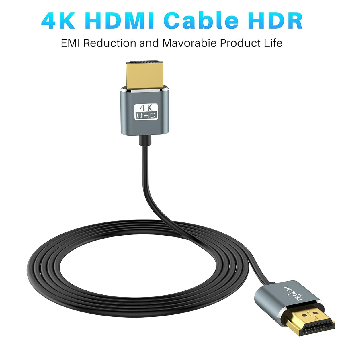 Twozoh 25FT, 2.0 3D/4K@60Hz, 2160P, 1080P Ultra-Thin Long HDMI to HDMI Cable Hyper Slim HDMI Cable, Extreme Flexible