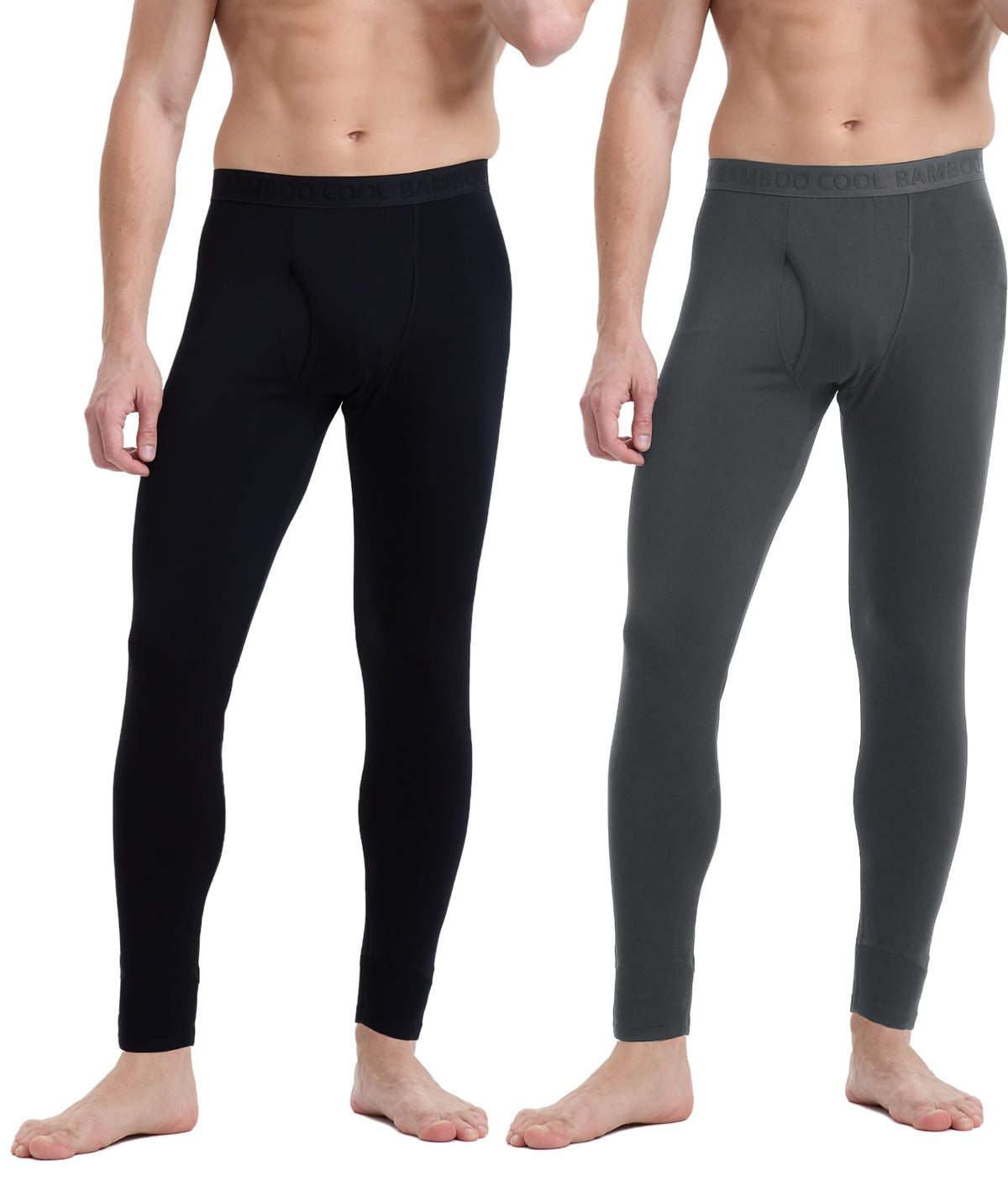 BAMBOO COOL Men's Wool Blend Thermal Pants, 2-Pack Heavyweight Long Johns