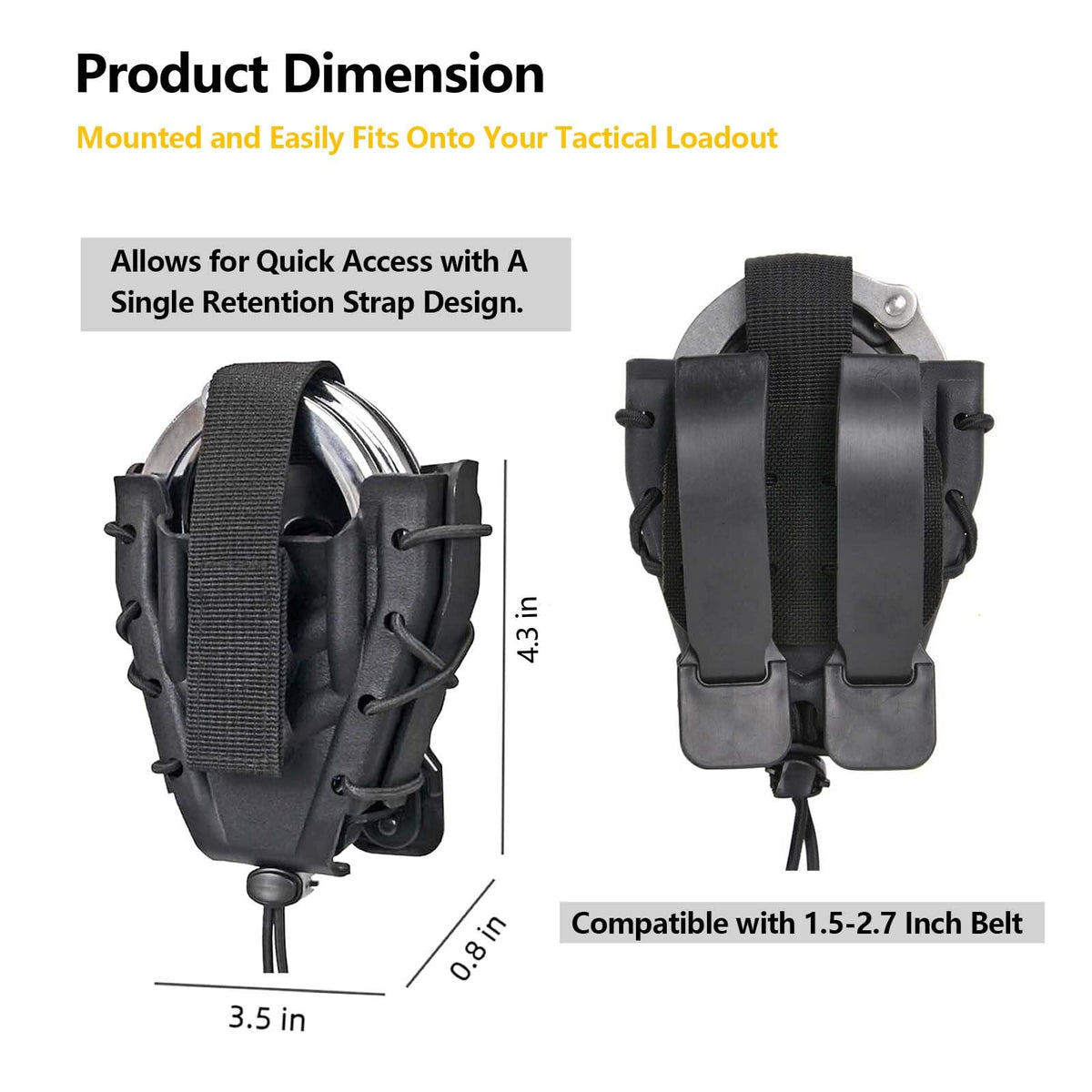 Handcuff Holster, Open Top Handcuffs Case, Cuff Pouch, Cuff Holder. Fit S&W Handcuff/Hinged Handcuffs/Other Cuffs (1 Pcs)