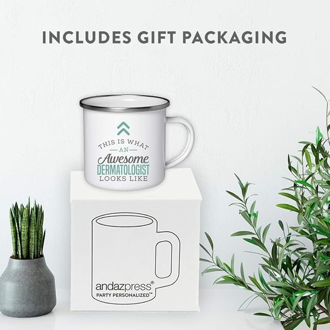 Andaz Press 11oz. Stainless Steel Campfire Coffee Mug Gift, This is What an Awesome Dermatologist Looks Like, 1-Pack, Birthday Gift Ideas Coworker Him Her, Includes Gift Box