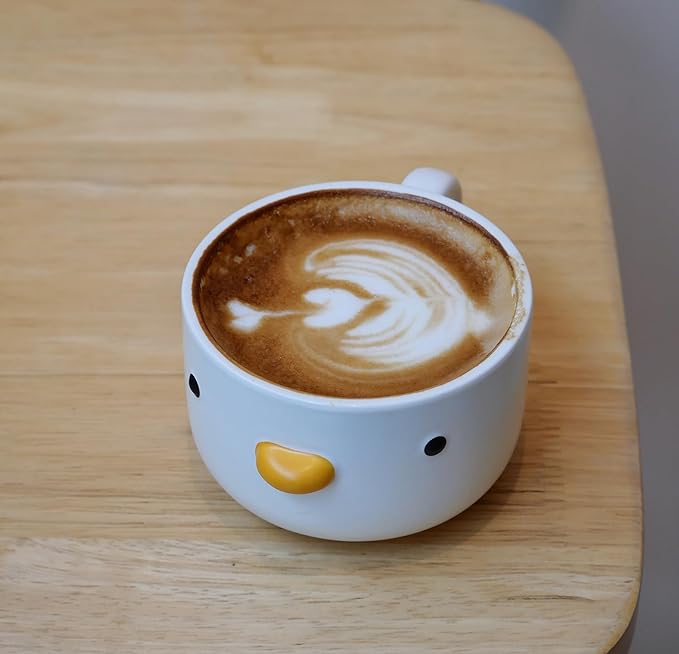 PURROOM Cute Duck Coffee Mug, 8 oz Latte Cup, Handmade Glaze Small Coffee Cup, Safety Ceramic Milk Mugs. Best Gifts For Coffee Lover.