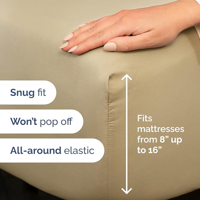 Split King Size 5 Piece Sheet Set - Comfy Breathable & Cooling Bed Sheets Set - Hotel Luxury Bedding for Women, Men, Kids, Teens, Boys & Girls - Deep Pockets, Soft and Wrinkle Free - Oeko-Tex - Beige