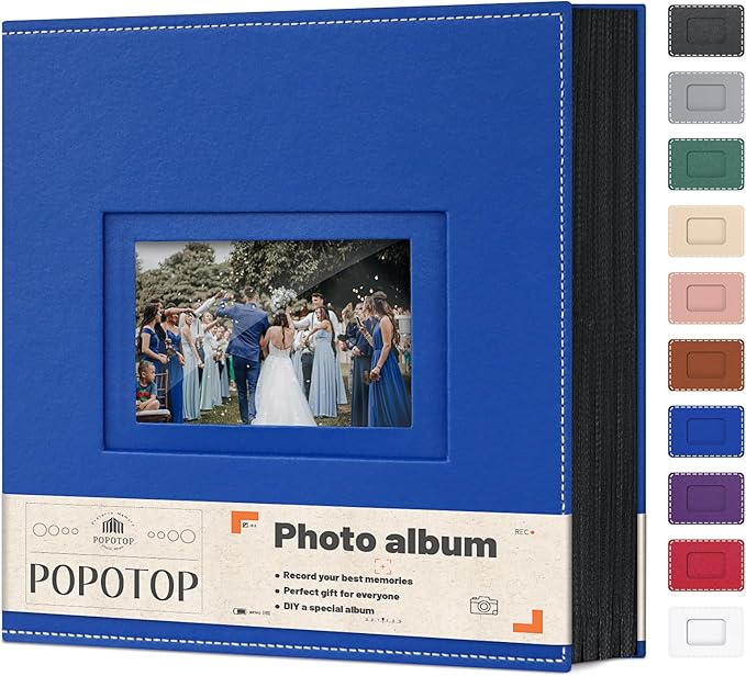 Popotop Photo Album 4x6 800 Pockets with Leather Hardcover Cover, Large Photo Album Binder Book with 80Pcs Pages for Family Travel Wedding Baby Gifts