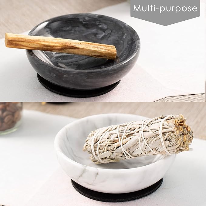 Incense Holder, Beautiful Natural Marble Incense Burner for Meditation, 9 Incense Holes Suitable for Most Types (Black)