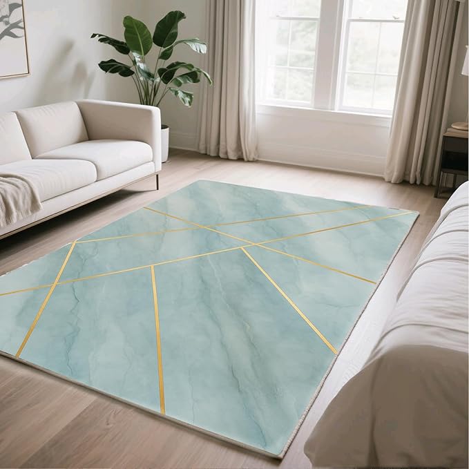 Minimalist Marble Rug - 2x3 Rug, Abstract Line Marble Bath Rugs, Modern Geometric Doormat, Washable & Non Slip Small Rugs Home Decor