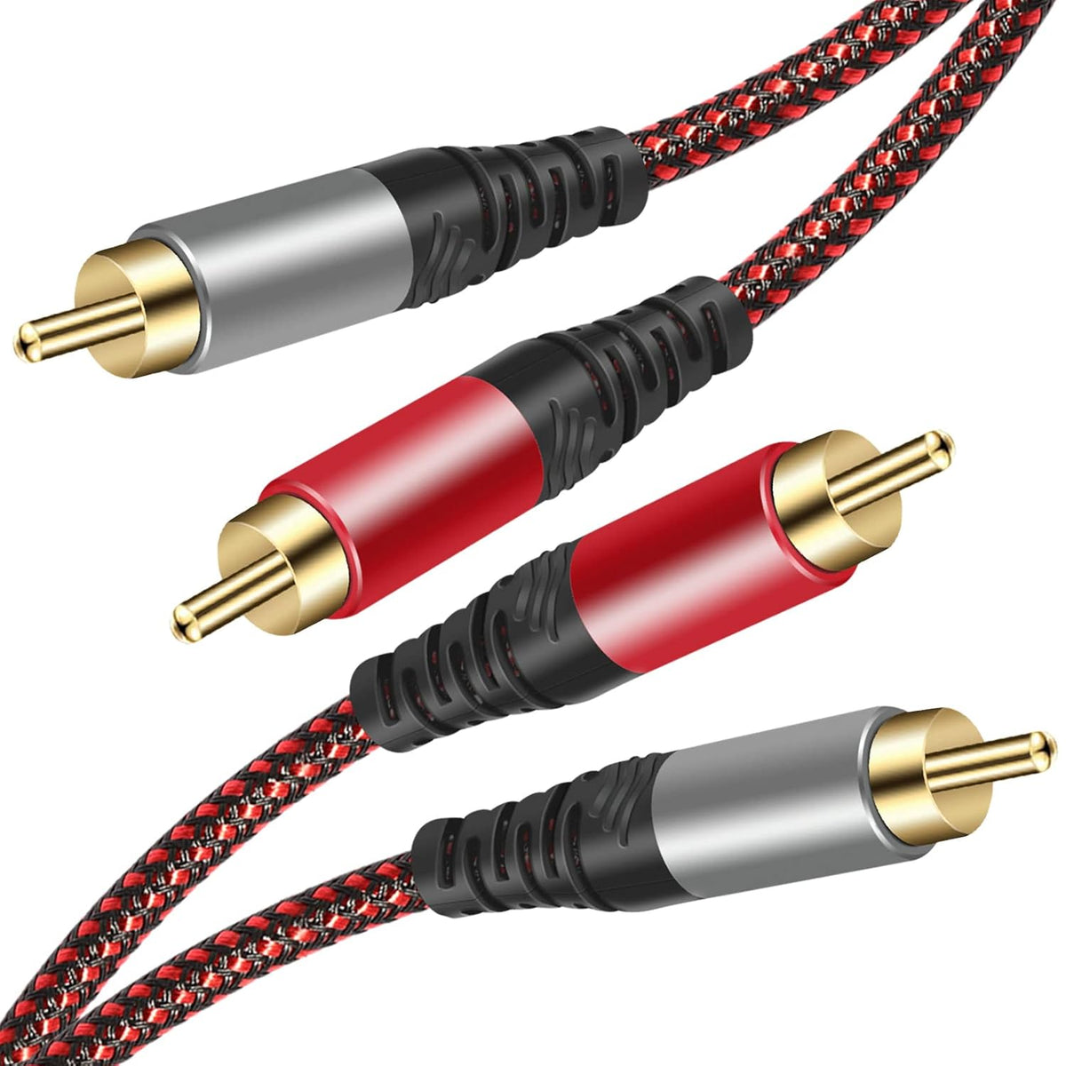 Tiierzon 5Ft,2Rca 2-RCA (5Ft) RCA Cable Male to Male Audio Stereo Subwoofer Cable [Hi-Fi Sound] Nylon-Braided Auxiliary