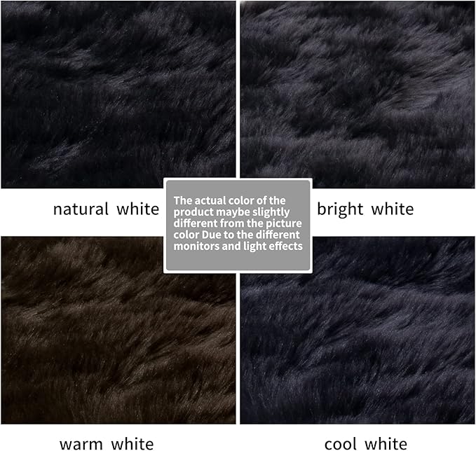 Ciicool Faux Fur Rug for Bedroom, Black Fluffy Shag Rugs for Sofa Couch Seat Cushion, Washable Fuzzy Runner Thick Fur Floor Carpets for Bedside Living Room, 2x6 Ft Rectangle
