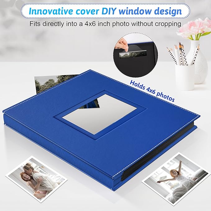 Popotop Photo Album 4x6 800 Pockets with Leather Hardcover Cover, Large Photo Album Binder Book with 80Pcs Pages for Family Travel Wedding Baby Gifts