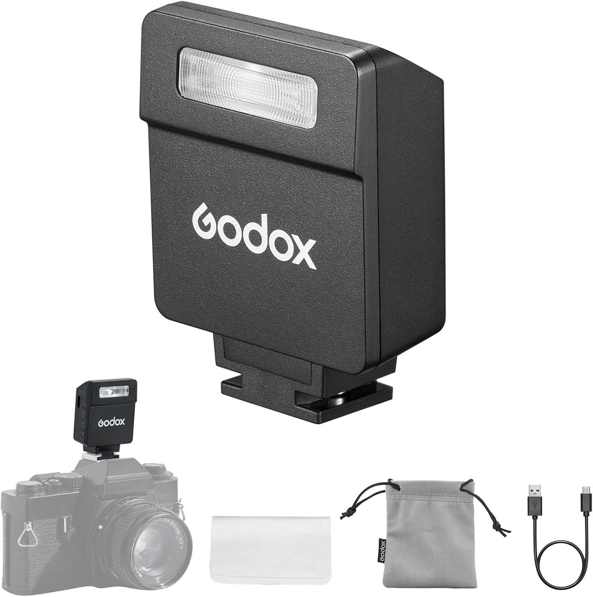 GODOX iM22 5 Camera Flash, Built-in Battery with Levels Flash Power for Canon/Sony/Fujifilm/Nikon/Panasonic/Olympus