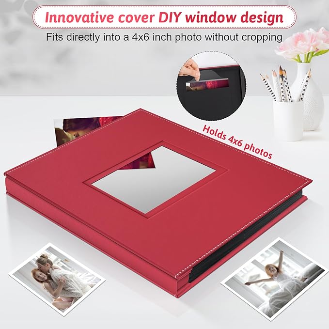 Popotop Photo Album 4x6 800 Pockets with Leather Hardcover Cover, Large Photo Album Binder Book with 80Pcs Pages for Family Travel Wedding Baby Gifts