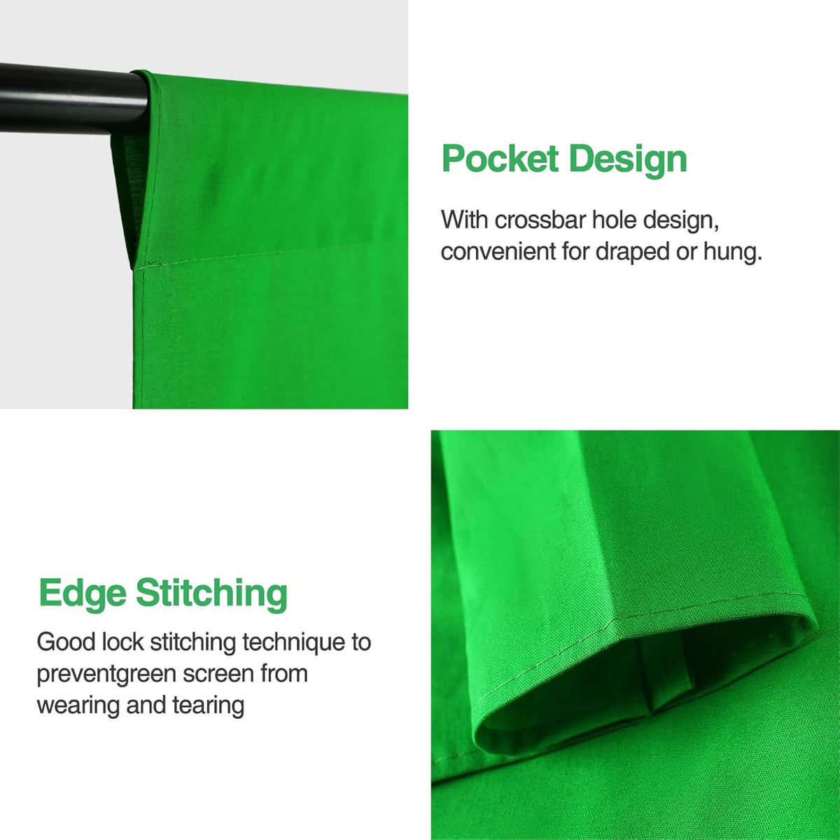 GLOSHOOTING 10x10 Green Screen Backdrop, ft Photography Chromakey Greenscreen Background Sheet, Polyester Collapsible