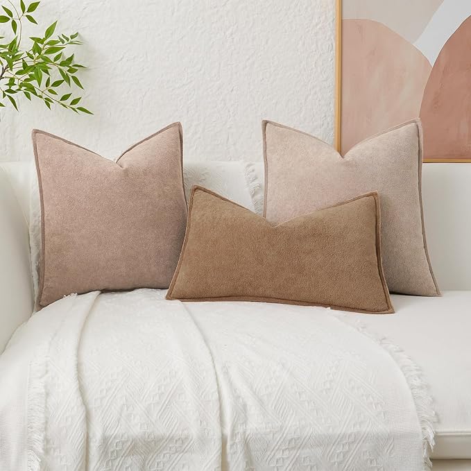 Kevin Textile 14x22 Inch Lumbar Pillow Cover 1 Pack Soft Boucle Textured Decorative Waterproof Rectangle Cushion Elegant Accent Pillow for Couch Sofa Chair Bed Home Decor Indoor Outdoor Camel