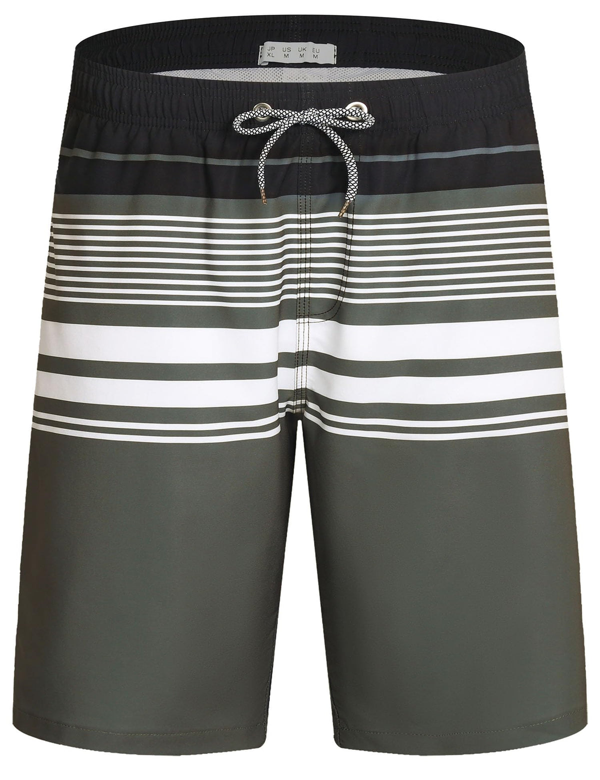 ELETOP Men's Swim Trunks Quick Dry Bathing Suit Swimming Board Shorts Mesh Lining Beach Swimwear Stripe Grey XXL