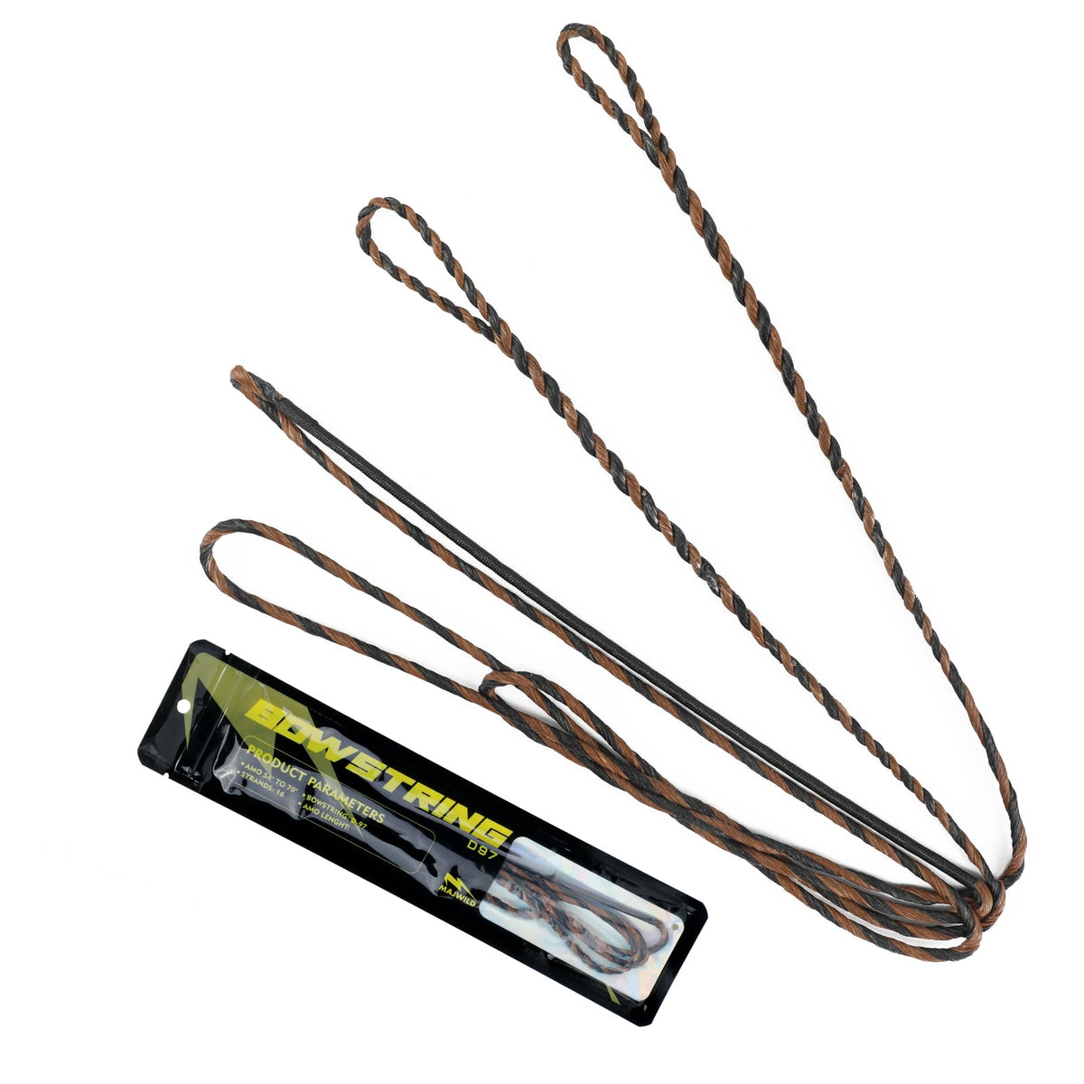 LWANO D97 Flemish Twist Bow String - Handmade Fast Flight Bow String Replacement Bowstring for Traditional Longbow Recurve Bow (Black+Brown, AMO 54"(Actual Length 51"))