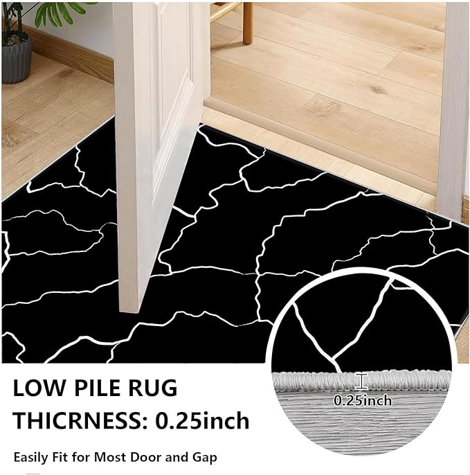 Abstract Rugs for Living Room - Modern Washable Area Rug, 5x8 Abstract Black and White Rug, Minimalist Rugs,Carpet Non Slip Home Decor