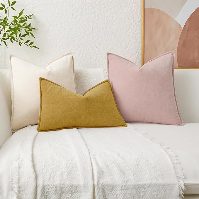 Kevin Textile Waterproof Decorative Pillow Covers Mustard Yellow 22x22 Inch Pack of 2 Soft Boucle Textured Euro Pillowcases Elegant Accent Pillows for Couch Sofa Chair Bed Home Decor Indoor Outdoor
