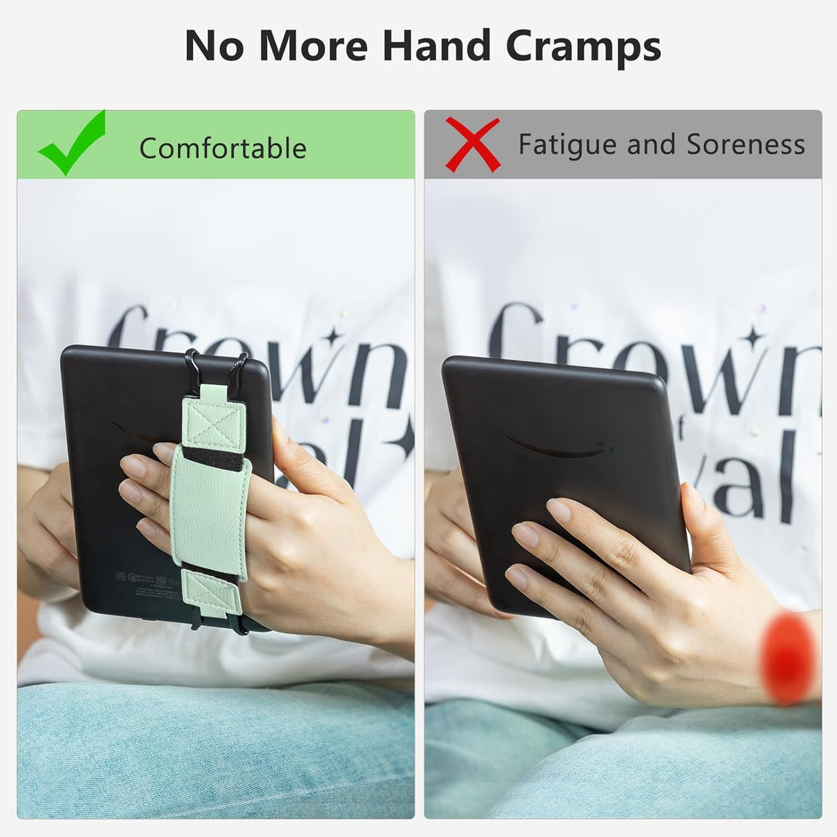CoBak 6-7.5" Sagegreen-1 Secure Hand Strap for Kindle and Tablets - Versatile and Lightweight Finger Grip Holder