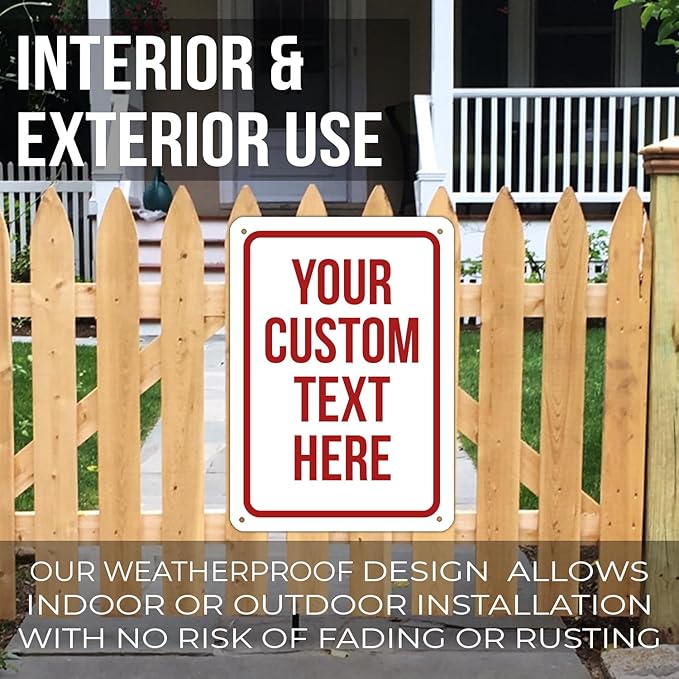 Custom Sign, Personalized Signs for Office, Business, Workplace, Warehouse, Airbnb, Warning Label, Delivery Red Border Signs, 10 x14 Inches, Rust Free PVC, Waterproof, Hazard Information, Made in USA (Multi-color, 10 x 14")