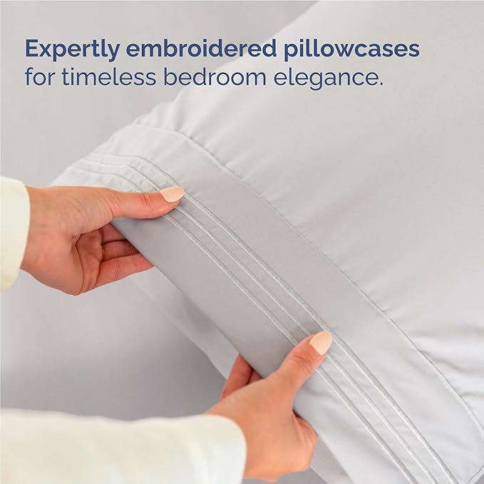Full Size 4 Piece Sheet Set - Comfy Breathable & Cooling Bed Sheets Set - Hotel Luxury Bedding for Women, Men, Kids, Teens, Boys & Girls - Deep Pockets, Soft and Wrinkle Free - Oeko-Tex - French Grey