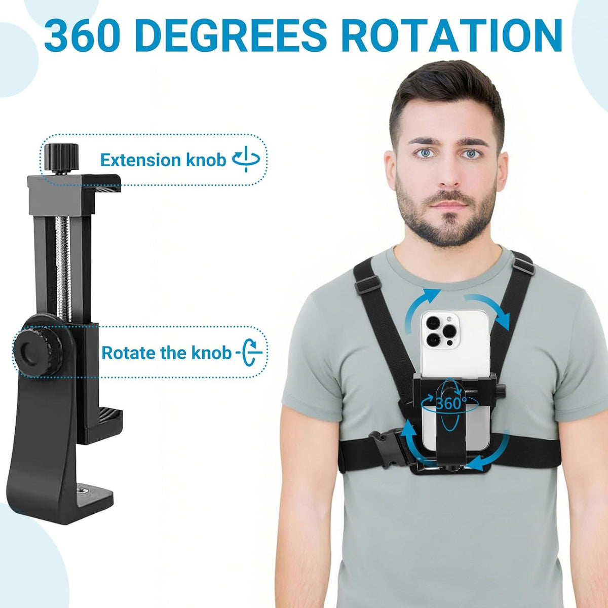 Generic Mobile Phone Chest Mount Harness Strap Holder Cell Phone Clip Action Camera POV for Samsung iPhone Plus etc