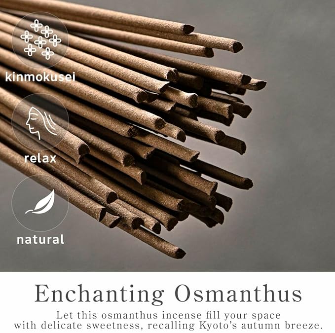 Kyoto Osmanthus Incense Sticks - Japanese Temple Aroma, Ideal for Relaxation & Meditation, Approx. 60 Sticks (0.044 Pounds) - Premium Quality Incense for Spiritual & Home Use Nagomikobo