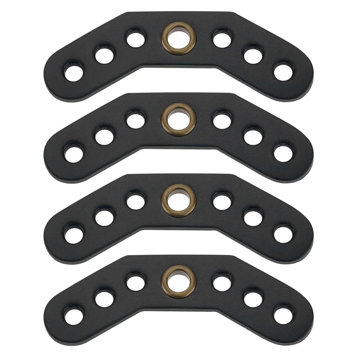 eMagTech 4Pcs Black Leather Bow Yoke Metal Grommet Bow Sling Strap Bracket Mount for DIY Compound Bow Wrist Sling (12x4.5x0.45cm)