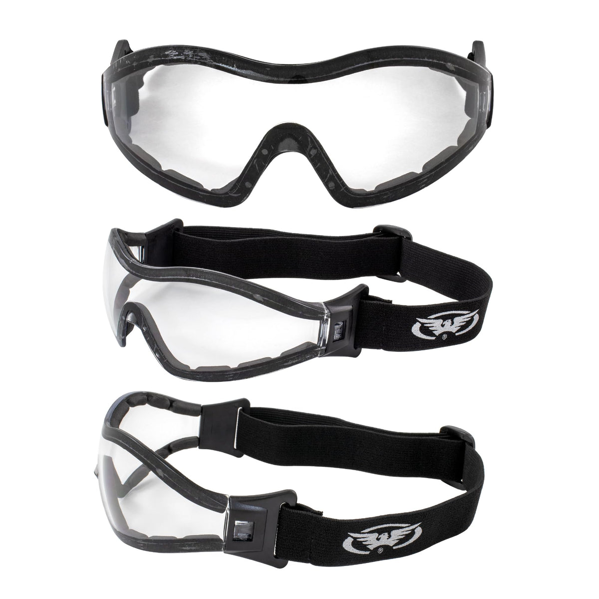GV Z33 Motorcycle Skydiving Airsoft Goggle Low Profile Anti Fog Clear Lens Plus Storage Bag Global Vision