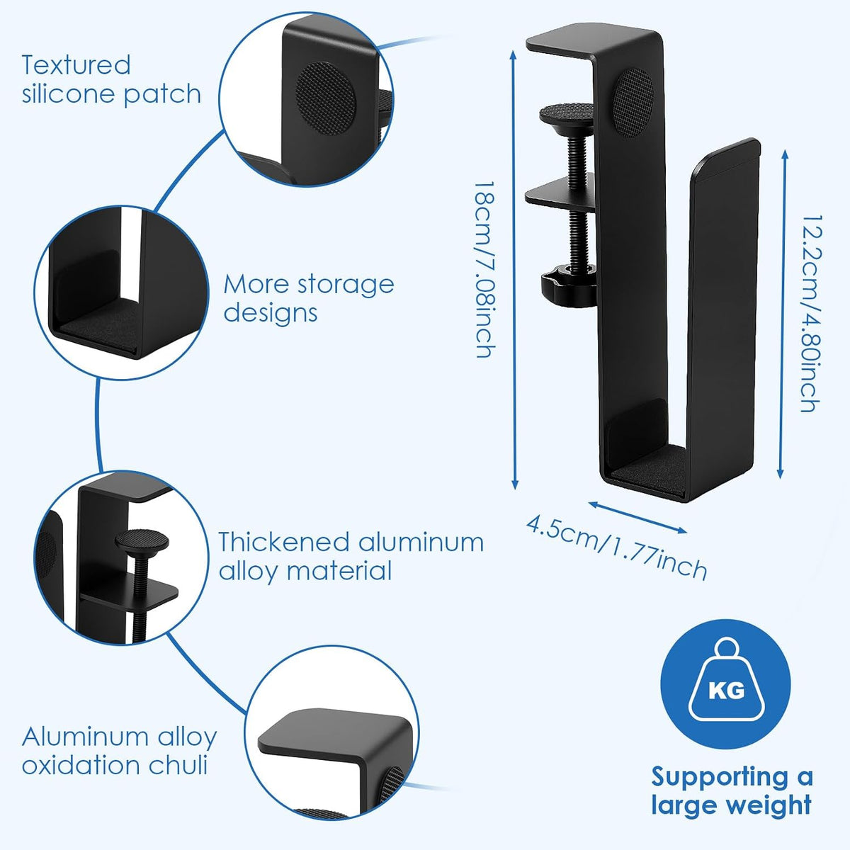 ZJRDYYK Desk Side Storage Organizer, Hanging Desk Side Laptop Holder, Vertical Laptop Stand Holder, Computer Desk Side