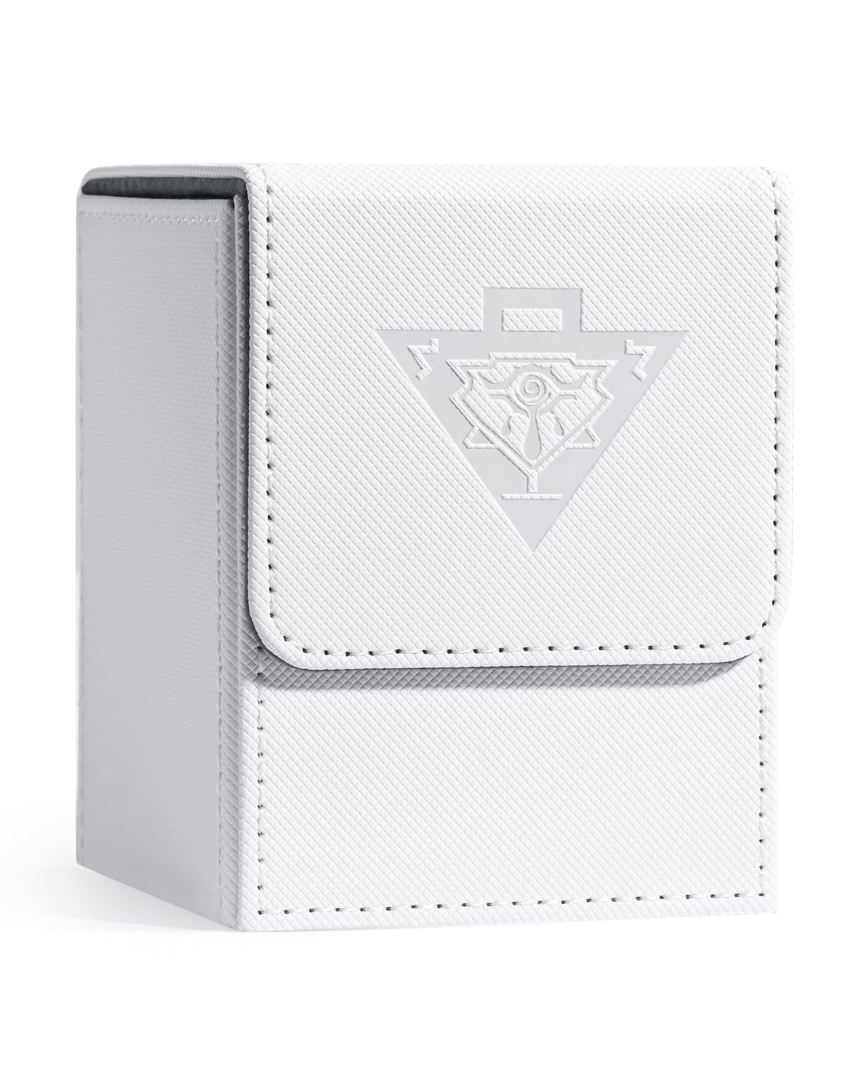 ZLCA Card Deck Box for MTG Yugioh TCG, Card Storage Box with Dividers Holds 100+ Sleeved Cards, Premium Card Deck Case Compatible with CCG Trading Cards (White,Puzzle)