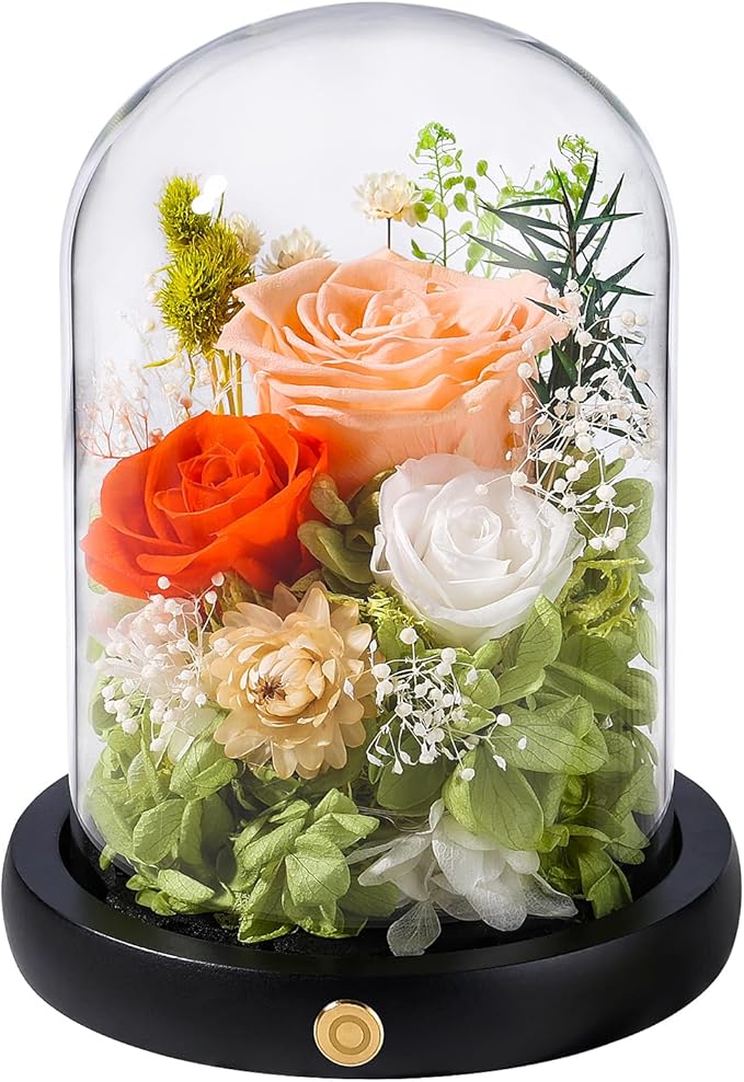 FIACO Preserved Flowers Rose Gifts for Women, Birthday Gifts Eternal Rose in Glass Dome Long-Lasting Real Forever Flowers Gifts for Mom Grandma Wife Girlfriend