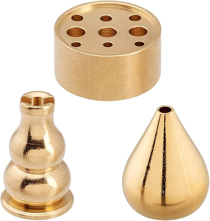 OIIKI Brass Incense Holder, Coil Incense Burner, Incense Stick Holder, Alloy Cone Ash Catcher for Indoor Outdoor Use (3 Styles)
