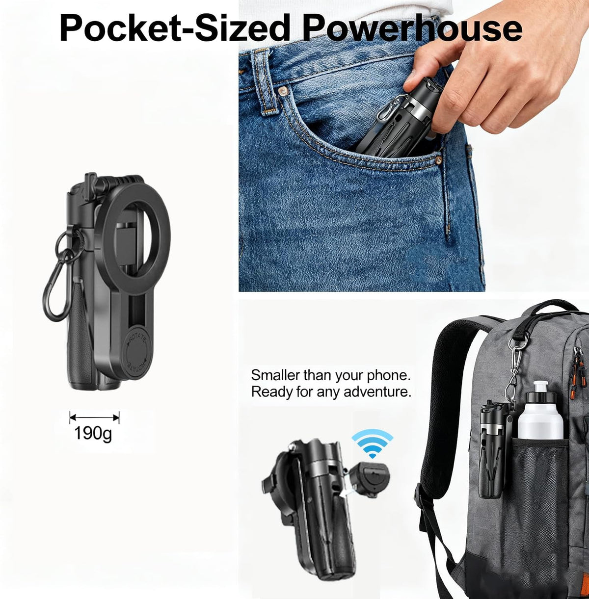 AntoFlash for Magnetic Tripod Stand for iPhone Pocket-Size Selfie Stick Mag-Safe Tripod Phone Holder with Wireless