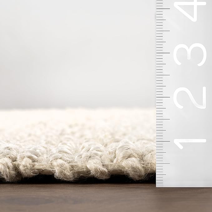 Nuloom Daniela Off-White, 7'6" x 10'6", Handmade, Jute, Tassel, Soft and Textured, High Traffic, Stain Resistant, Easy Clean, Durable Area Rug for Bedroom, Living Room, Dining Space, Foyer, Entryway