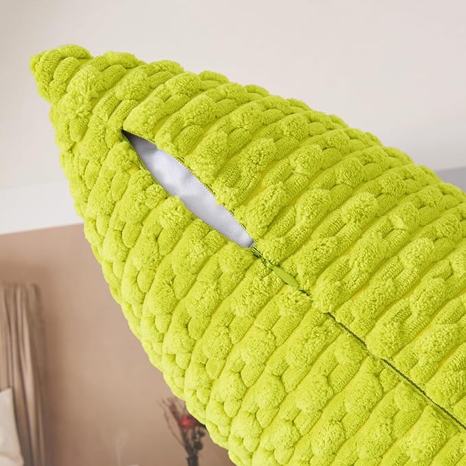 Kevin Textile Decorative Pillow Covers Set of 2 Striped Plush Corduroy Pillows Pillowcases Boho Home Decor Cushion Covers for Couch Sofa Bed Living Room 22x22 Inch, Christmas Green
