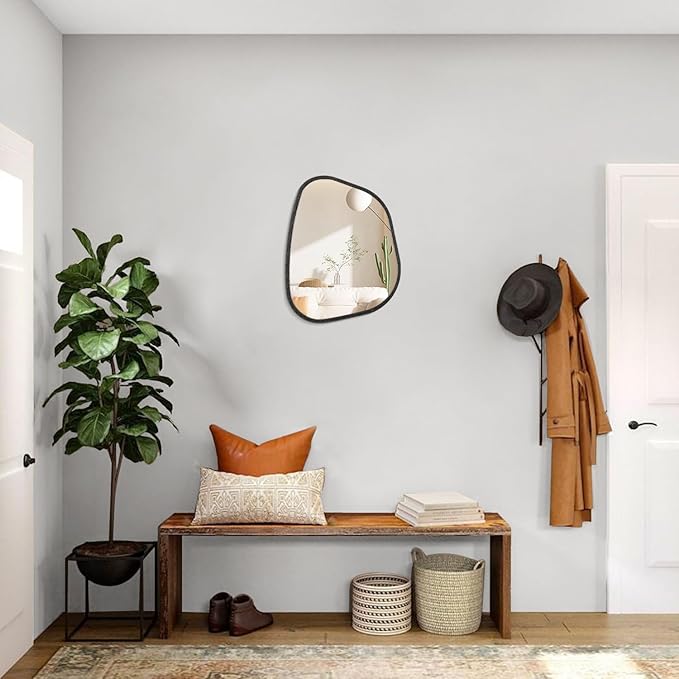 Irregular Asymmetrical Mirror Wall Mounted, Unique Vanity Mirror, Shaped Dressing Mirror Decorative for Living Room, Bathroom, Bedroom, Entryway Wall Decor 14"x10"