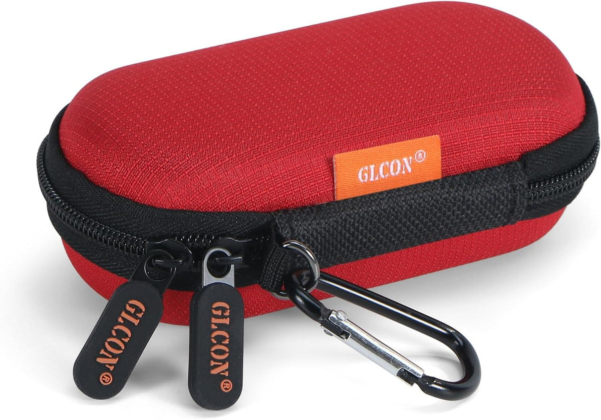 GLCON Red Mini Portable Case for Kardiamobile EKG Heart Monitor, Hearing Aids, In Ear Monitor - Small IEM Carrying Case