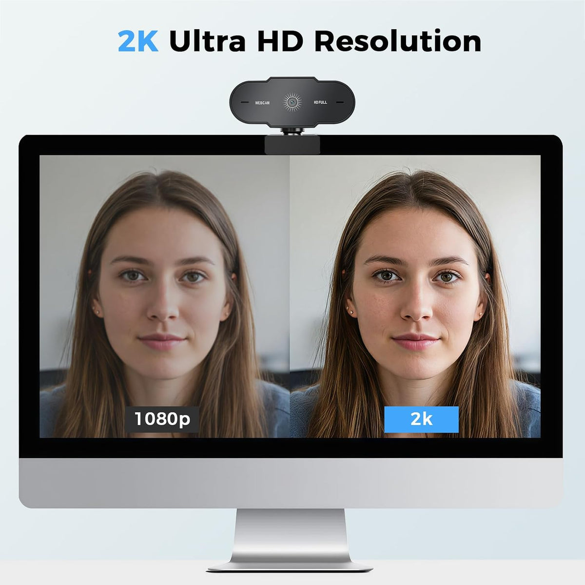 cbeyook 1080P 360 Full HD Webcam with Microphone, Auto Light Correction, Rotatable, Plug & Play, Compatible