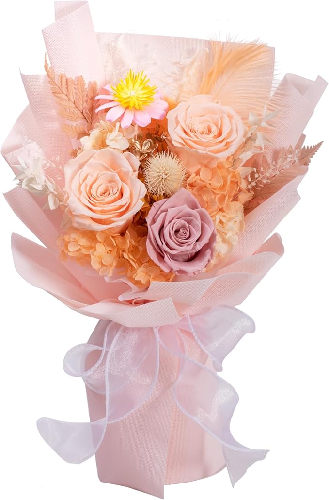 Lovenfold Flowers for Delivery,Preserved Flowers Bouquets,Champagne Rose Bouquets that Last 1-3 Years,Birthday Flowers Gifts for Women Mom Grandma Wife Friends