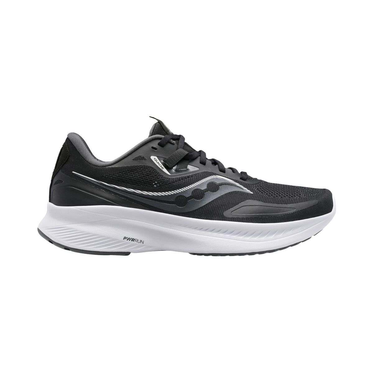 Saucony Women's Guide 15 Running Shoe, Black/White, 6