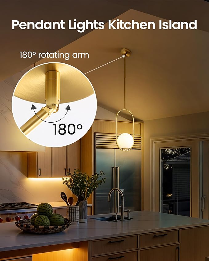 Yunnix Pendant Lights Kitchen Island, Pendant Light Fixtures, Modern Gold Globe Glass Pendant Lighting, Brass Mid Century Chandelier One Light for Bathroom Bedroom Dining Room(Bulb Not Included)