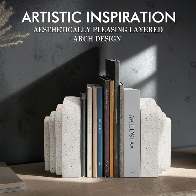 Modern Decorative Bookends for Shelves – Heavy Duty Book Ends, Stylish Bookshelf Decor, Minimalist Home Office Organizer, Functional Book Holders (Set of 2)