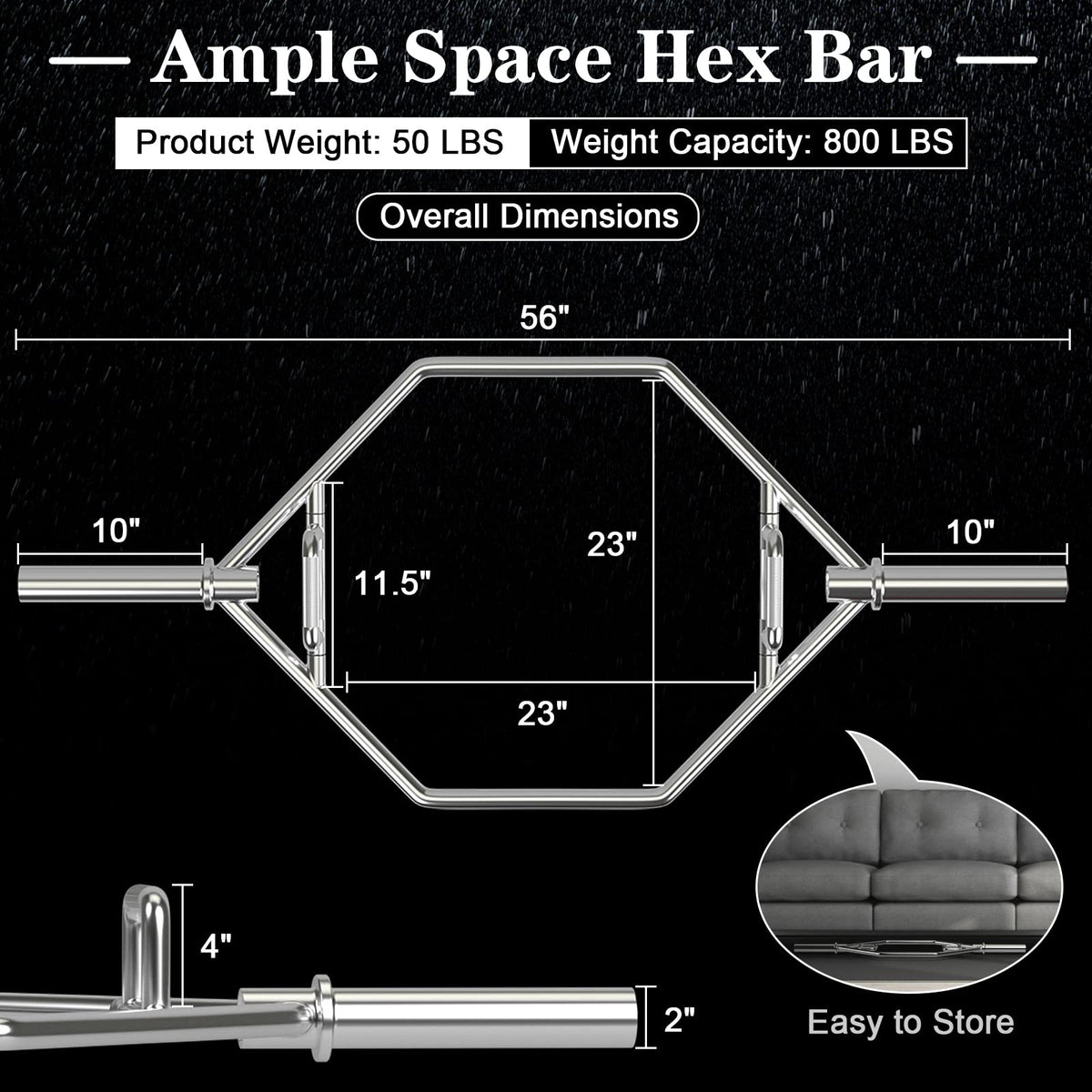 Goplus 56’’ Olympic Hex Trap Bar, Heavy Duty Barbell Trap Bar with Flat or Raised Knurled Handles for Squats, Deadlifts, Shrugs, Strength Training Weight Lifting (Sliver, fit 2’’ weight plates)