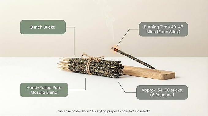 Satya Smudge Incense Stick – Hand-Rolled Indian Masala Incense for Meditation, Yoga & Spiritual Cleansing Pack of 6 (Smudge Dragon Blood)