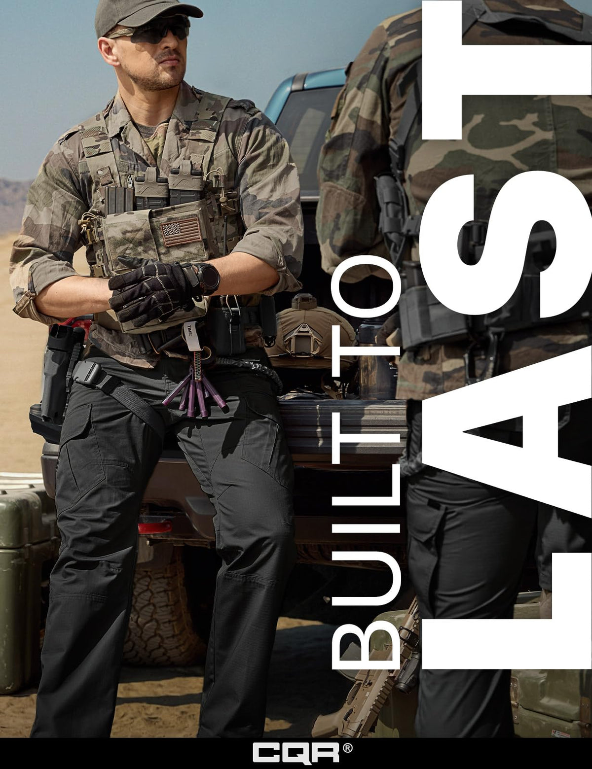 CQR Men's Tactical Pants, Water Resistant Ripstop Cargo Pants, Lightweight EDC Work Hiking Pants, Outdoor Apparel, Duratex Mag Pocket Black, 38W x 34L