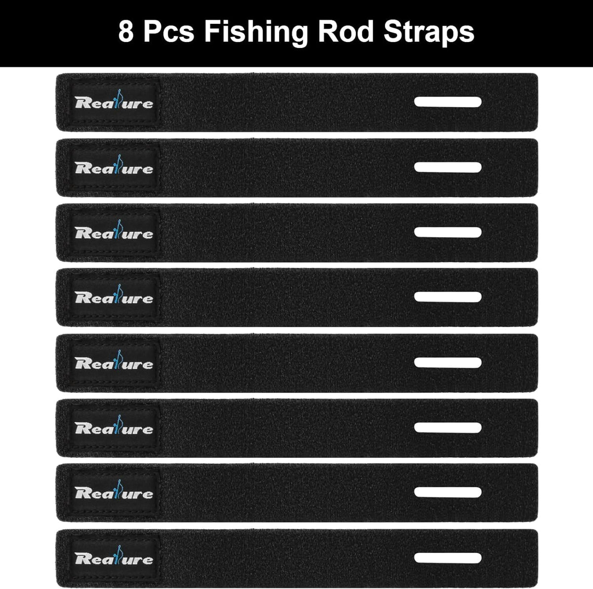 Realure 8 Pcs Fishing Rod Straps Adjustable Neoprene Ties Elastic Fishing Rod Tackle Belt Ties Casting Rod Straps for Fixed Casting Rods & Spinning Rods & Fly Rods Wrap Protectors